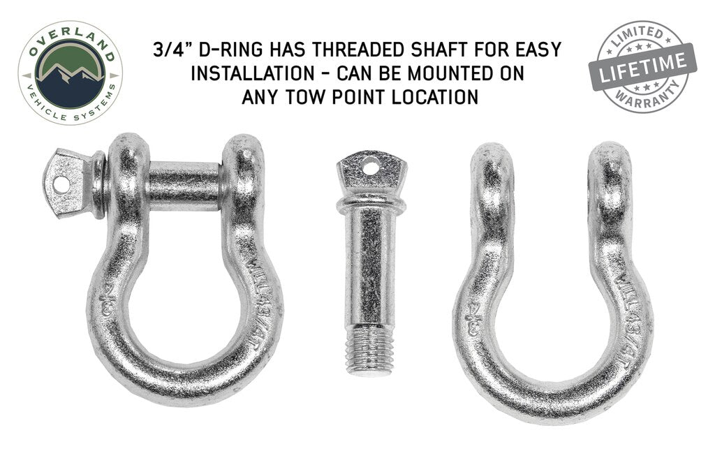 Overland Vehicle Systems 19019905 Recovery Shackle 3/4 Inch 4.75 Ton Steel Zinc Overland Vehicle Systems - Truck Part Superstore