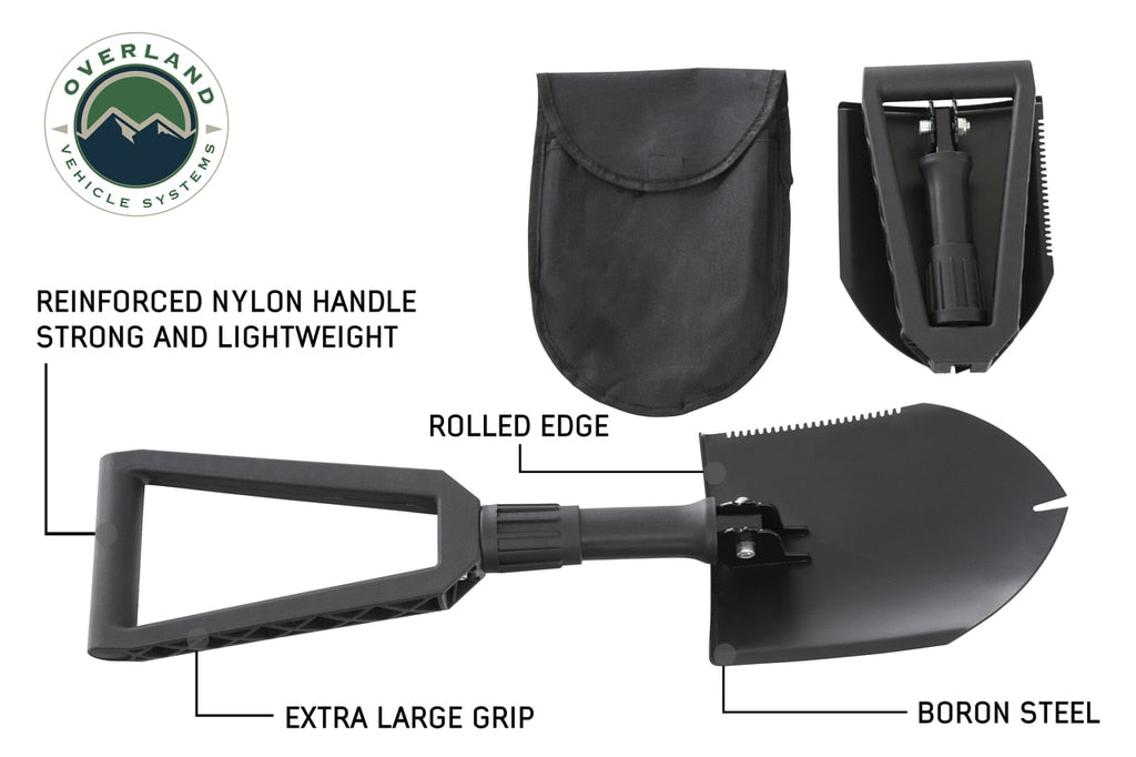 Overland Vehicle Systems 19049901 Multi Functional Military Style Utility Shovel with Nylon Carrying Case Overland Vehicle Systems - Truck Part Superstore