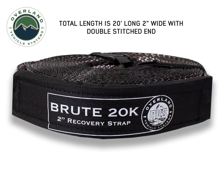 Overland Vehicle Systems 19059916 Tow Strap 20,000 lb 2 Inch x 30 Foot Gray With Black Ends & Storage Bag Overland Vehicle Systems - Truck Part Superstore