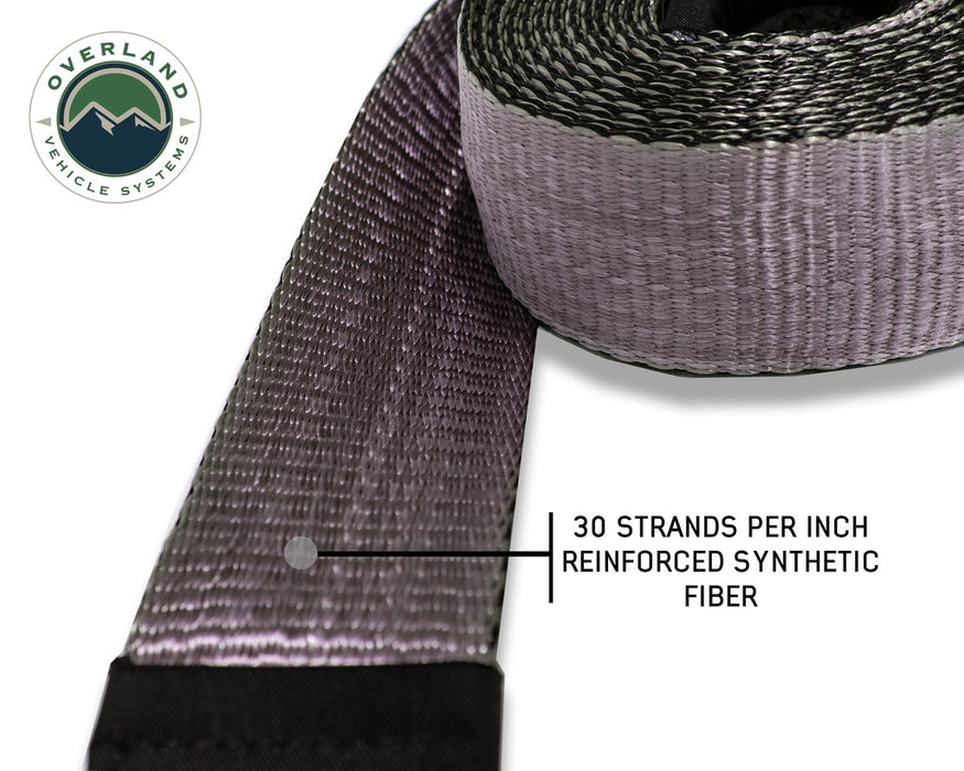 Overland Vehicle Systems 19059916 Tow Strap 20,000 lb 2 Inch x 30 Foot Gray With Black Ends & Storage Bag Overland Vehicle Systems - Truck Part Superstore