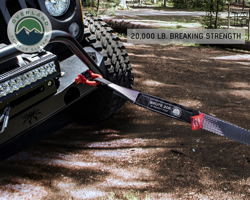 Overland Vehicle Systems 19059916 Tow Strap 20,000 lb 2 Inch x 30 Foot Gray With Black Ends & Storage Bag Overland Vehicle Systems - Truck Part Superstore