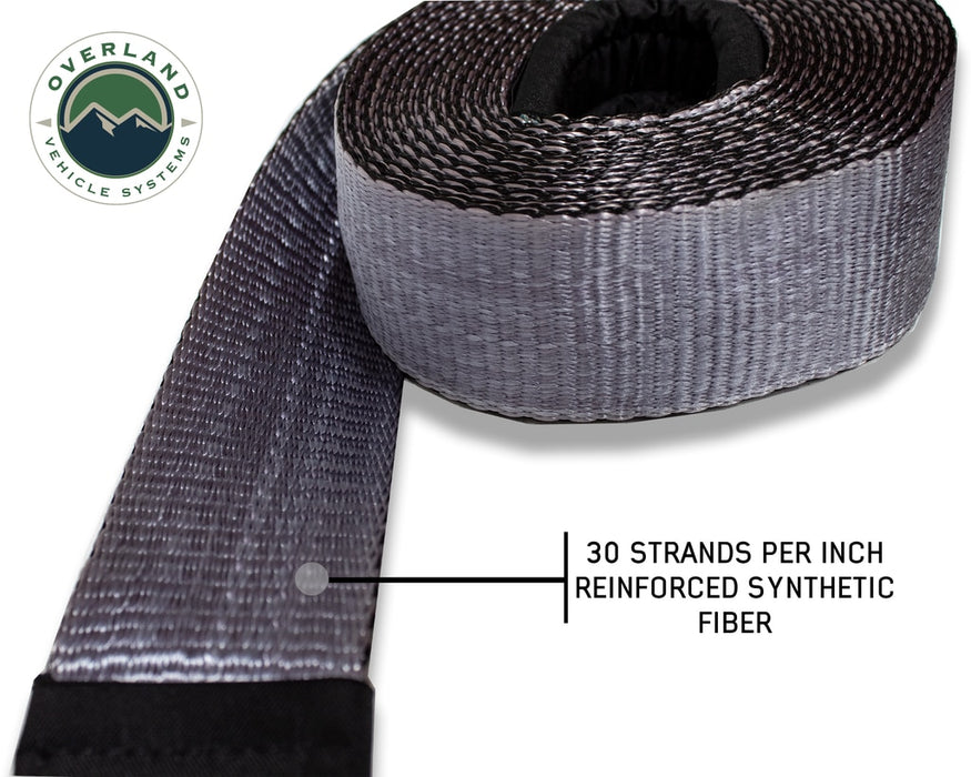 Overland Vehicle Systems 19079916 Tow Strap 40,000 lb 4 Inch x 8 Foot Gray With Black Ends & Storage Bag Universal Overland Vehicle Systems - Truck Part Superstore