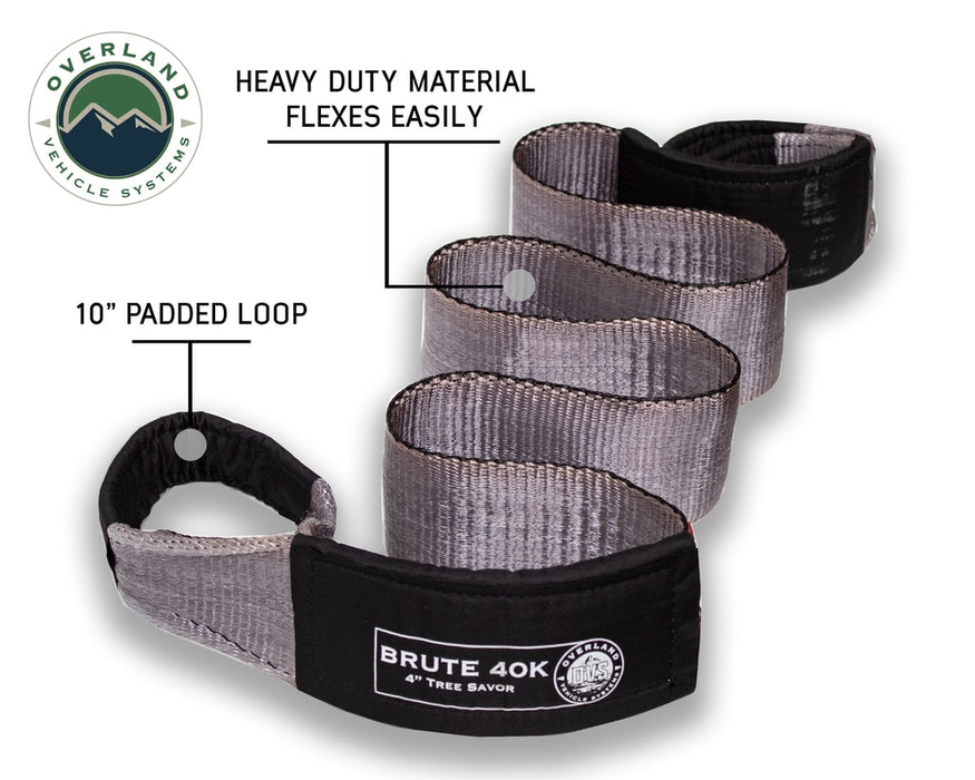 Overland Vehicle Systems 19079916 Tow Strap 40,000 lb 4 Inch x 8 Foot Gray With Black Ends & Storage Bag Universal Overland Vehicle Systems - Truck Part Superstore