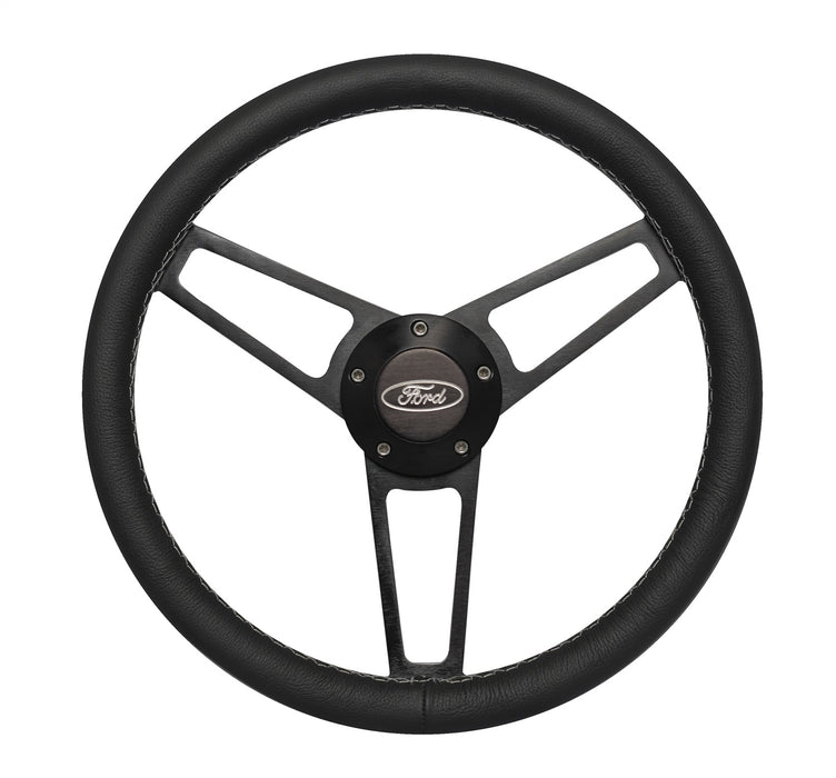 Grant 1908 Billet Series Leather Wheel; Ford Horn Button; - Truck Part Superstore