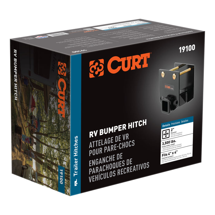 CURT 19100 CURT 19100 Camper RV Bumper Hitch; Fits 4-Inch Beam; 2-In Receiver; 3;500 lbs - Truck Part Superstore