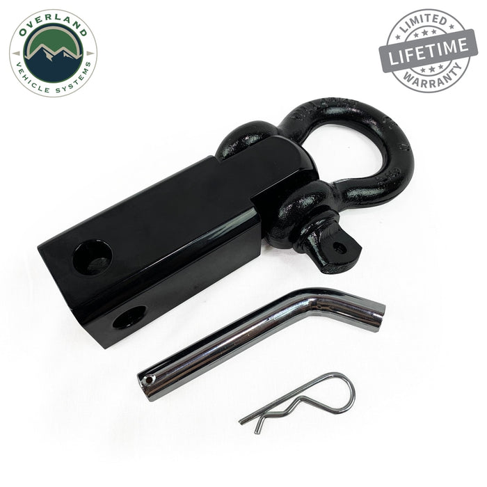 Overland Vehicle Systems 19109901 Receiver Mount Recovery Shackle 3/4 Inch 4.75 Ton With Dual Hole Black Universal Overland Vehicle Systems - Truck Part Superstore