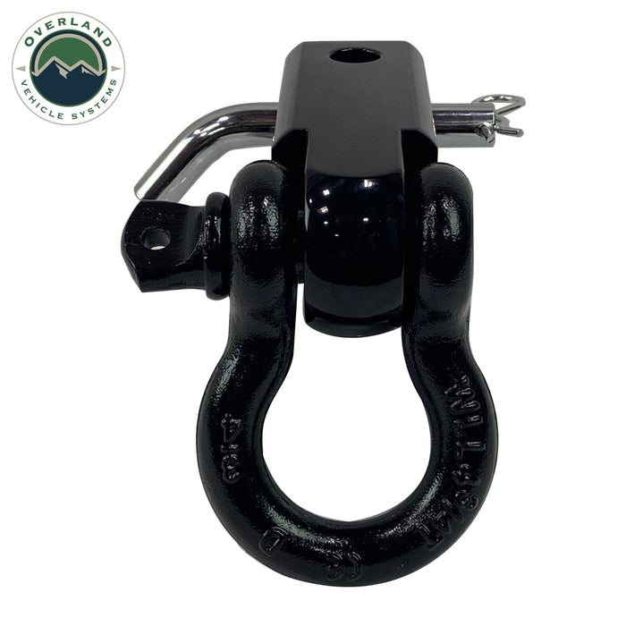Overland Vehicle Systems 19109901 Receiver Mount Recovery Shackle 3/4 Inch 4.75 Ton With Dual Hole Black Universal Overland Vehicle Systems - Truck Part Superstore