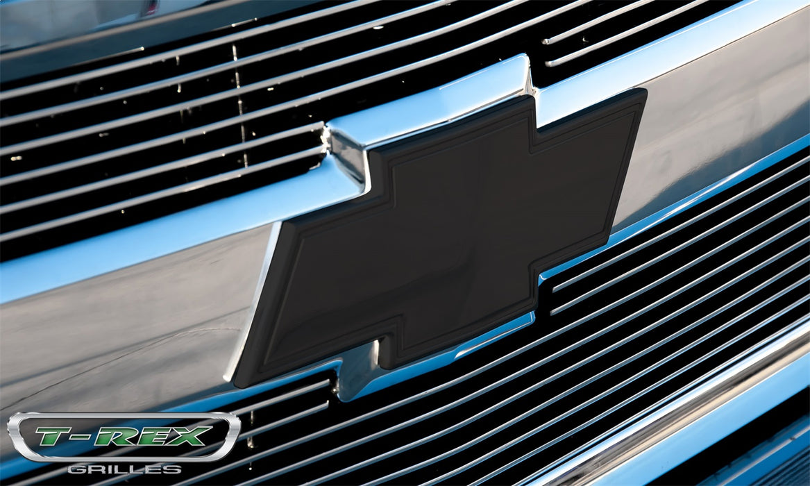 T-Rex Grilles 19110B Billet Bowtie Emblem; Trim; Aluminum; Black; 1 Pc; Bolt-On; w/Border; - Truck Part Superstore