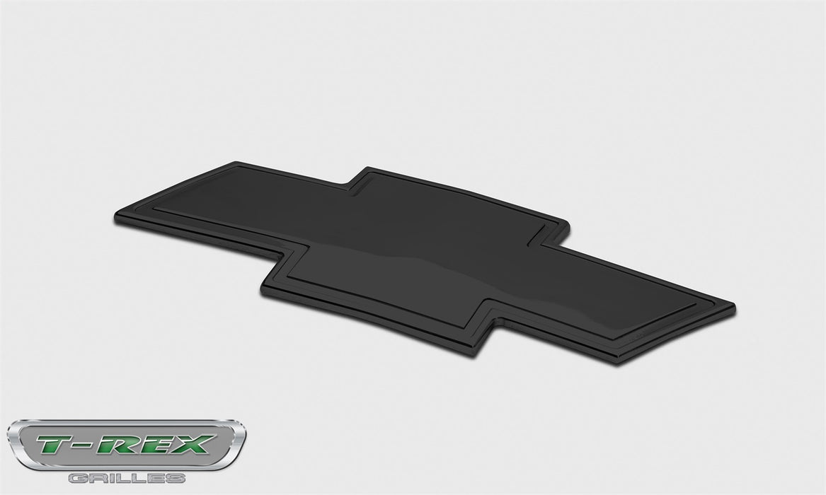 T-Rex Grilles 19110B Billet Bowtie Emblem; Trim; Aluminum; Black; 1 Pc; Bolt-On; w/Border; - Truck Part Superstore