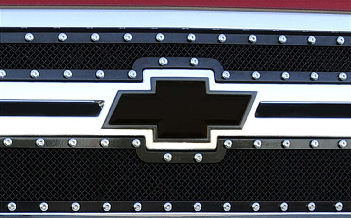 T-Rex Grilles 19114B Billet Bowtie Emblem; Aluminum; Black; 1 Pc; Bolt-On; w/Border; - Truck Part Superstore