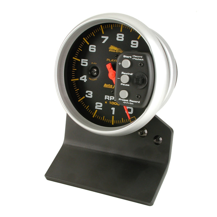 AutoMeter 19266 GAUGE; TACH; 5in.; 9K RPM; PEDESTAL W/RPM PLAYBACK; BLACK; PRO-CYCLE - Truck Part Superstore