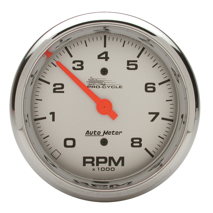 AutoMeter 19302 GAUGE; TACH; 3 3/4in.; 8K RPM; 2/4 CYLINDER; SILVER; PRO-CYCLE - Truck Part Superstore