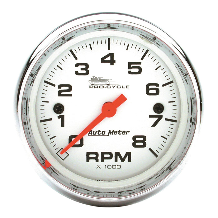 AutoMeter 19305 GAUGE; TACH; 2 5/8in.; 8K RPM; 2/4 CYLINDER; WHITE; PRO-CYCLE - Truck Part Superstore