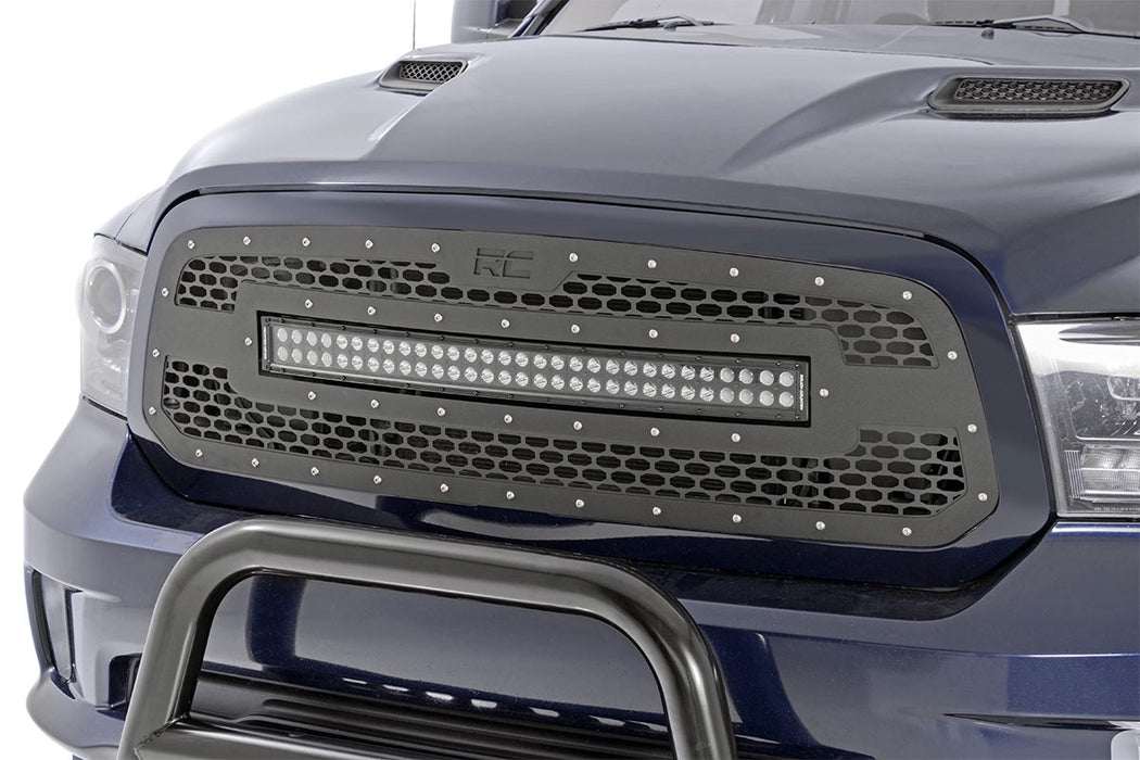 Rough Country 70199DRL Dodge Mesh Grille 30 Inch Dual Row Black Series LED w/Cool White DRL 13-18 RAM 1500 Rough Country - Truck Part Superstore