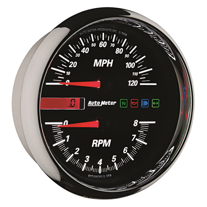 AutoMeter 19466 5in. DIRECT FIT TACHOMETER/SPEEDOMETER COMBO; 8K RPM/120 MPH; BLACK; PRO-CYCLE - Truck Part Superstore