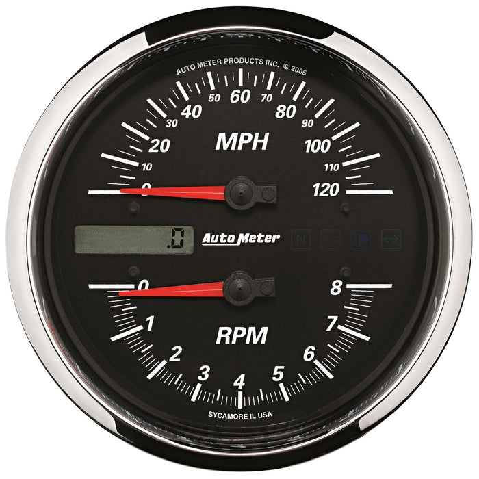 AutoMeter 19466 5in. DIRECT FIT TACHOMETER/SPEEDOMETER COMBO; 8K RPM/120 MPH; BLACK; PRO-CYCLE - Truck Part Superstore