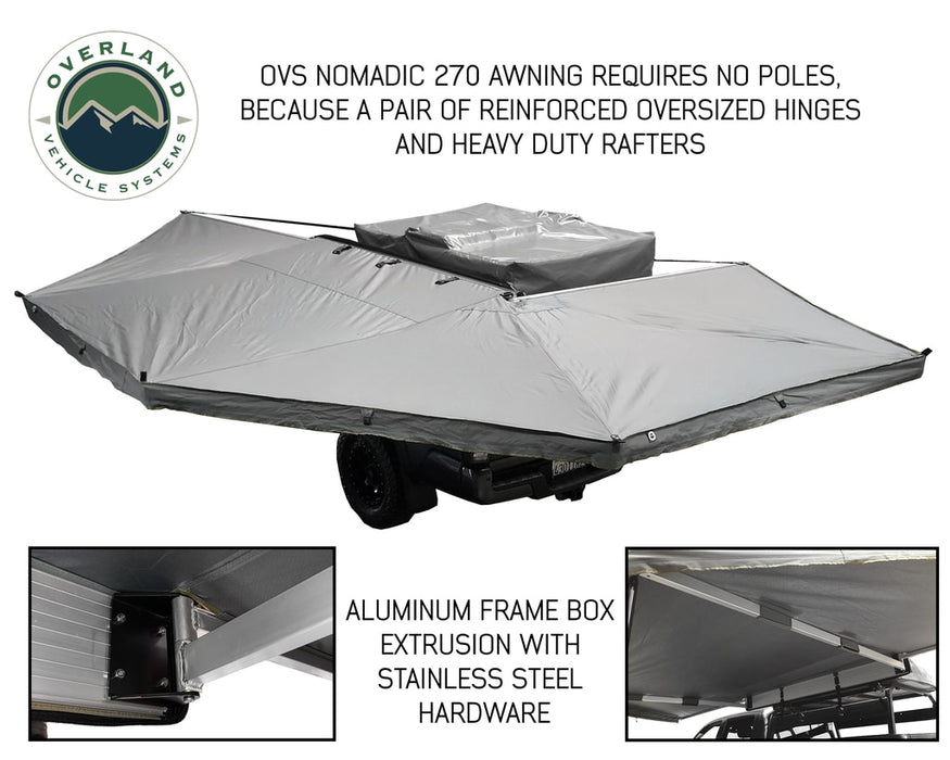 Overland Vehicle Systems 19519907 Awning Tent 270 Degree Driver Side Dark Gray Cover With Black Cover Nomadic Overland Vehicle Systems - Truck Part Superstore