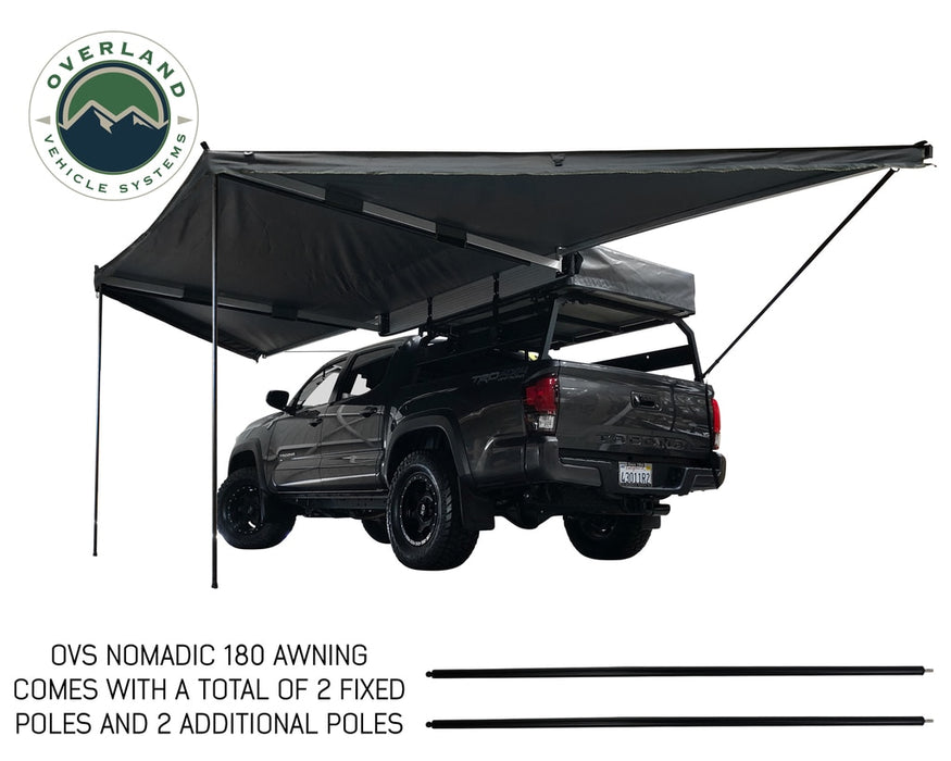 Overland Vehicle Systems 19529907 Awning Tent 270 Degree Passenger Side Dark Gray Cover With Black Cover Nomadic Overland Vehicle Systems - Truck Part Superstore