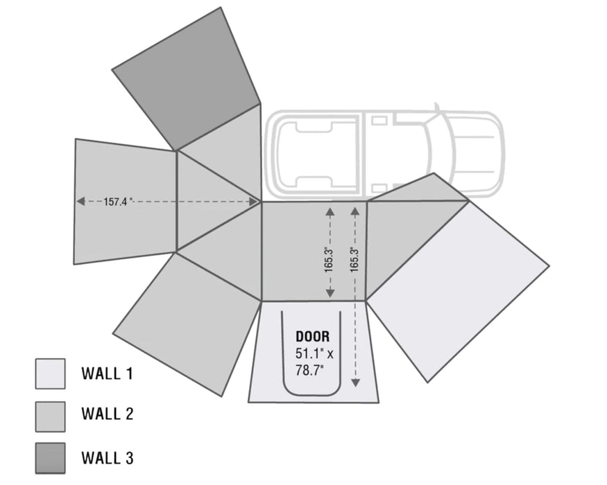 Overland Vehicle Systems 19549907 Awning 270 Degree Awning and Wall 1, 2, & 3, W/Mounting Brackets Passenger Side Nomadic Overland Vehicle Systems - Truck Part Superstore