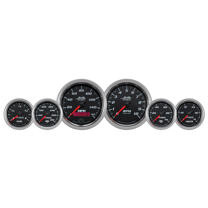 AutoMeter 19601 GAUGE KIT; 6 PC. KIT; 3 3/8in./2 1/16in.; BAGGER; BLACK; PRO-CYCLE - Truck Part Superstore