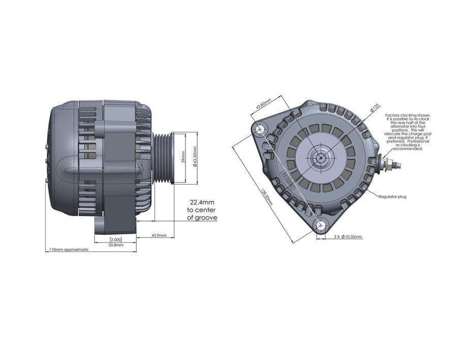 Holley 197-304 Alternator; 150 Amp; 1 Wire; Aluminum; Polished Finish; - Truck Part Superstore