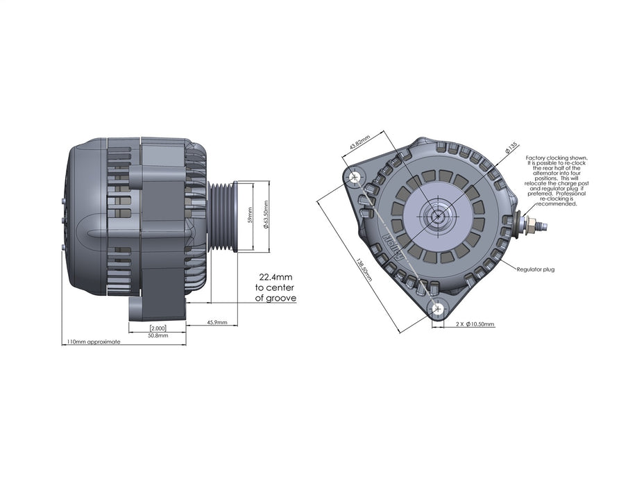 Holley 197-303 Alternator; 150 Amp; 1 Wire; Aluminum; Black Finish; - Truck Part Superstore