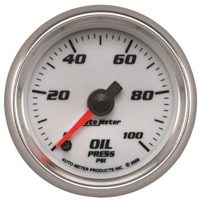 AutoMeter 19752 GAUGE; OIL PRESSURE; 2 1/16in.; 100PSI; DIGITAL STEPPER MOTOR; WHITE; PRO-CYCLE - Truck Part Superstore