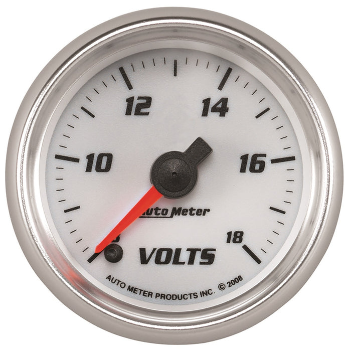 AutoMeter 19792 GAUGE; VOLTMETER; 2 1/16in.; 18V; DIGITAL STEPPER MOTOR; WHITE; PRO-CYCLE - Truck Part Superstore