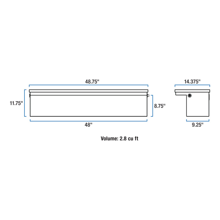 UWS TBSM-48-LP-BLK Gloss Black Aluminum 48in. Truck Side Tool Box; Low Profile (LTL Shipping Only) - Truck Part Superstore