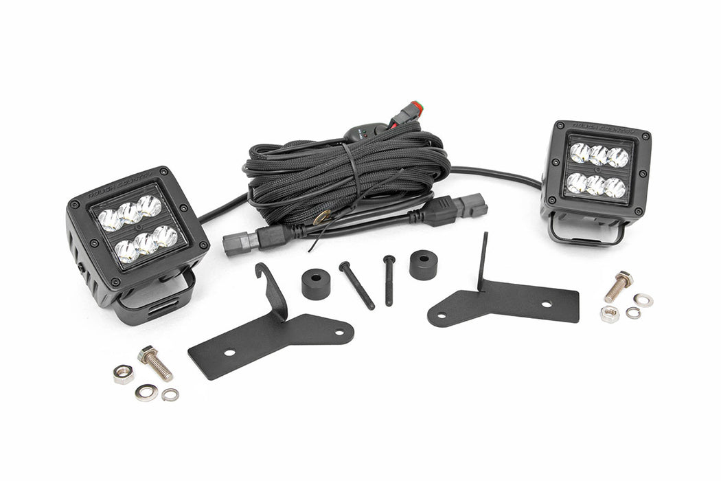 Rough Country 70052 Jeep JL/Gladiator 2 Inch LED Lower Windshield Kit Black Series For 18-Pres Wrangler JL/20-Pres Gladiator Rough Country - Truck Part Superstore