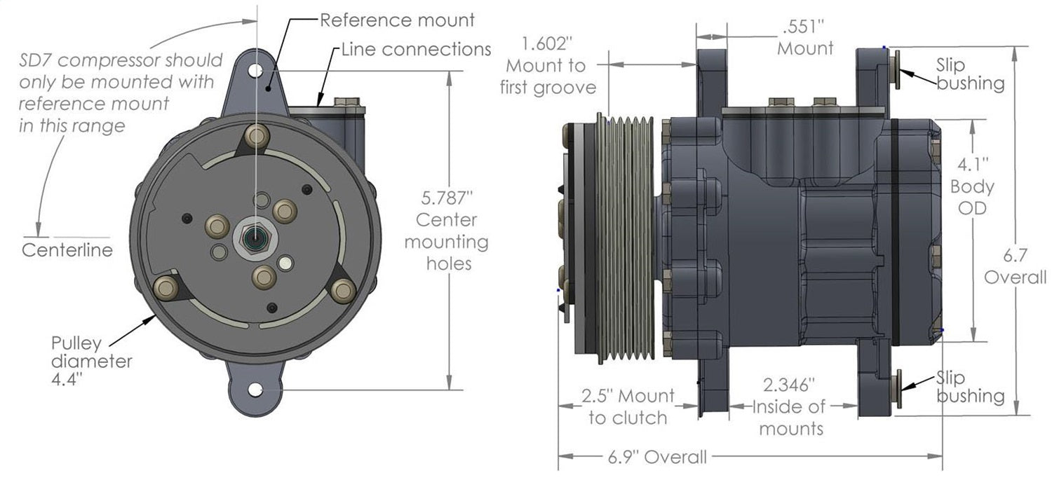 Holley 199-102 A/C Compressor; SD7 Sanden; For Use w/LS Engine Swaps; - Truck Part Superstore