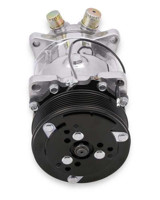 Holley 199-105 A/C Compressor; SD508 Sanden; Uses R134A; Polished; - Truck Part Superstore