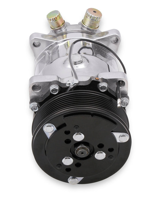 Holley 199-105 A/C Compressor; SD508 Sanden; Uses R134A; Polished; - Truck Part Superstore