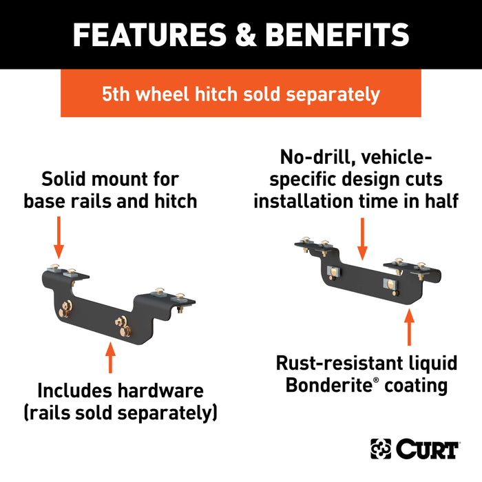 CURT 16411 Custom 5th Wheel Brackets; Select Silverado; Sierra (Except Cab/Chassis) - Truck Part Superstore