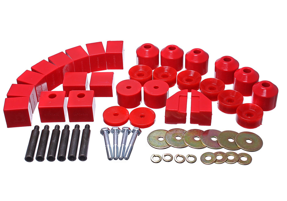 Energy Suspension 1.4102R Body Mount Set; Red; 1 in. Lift; Includes Hardware; - Truck Part Superstore