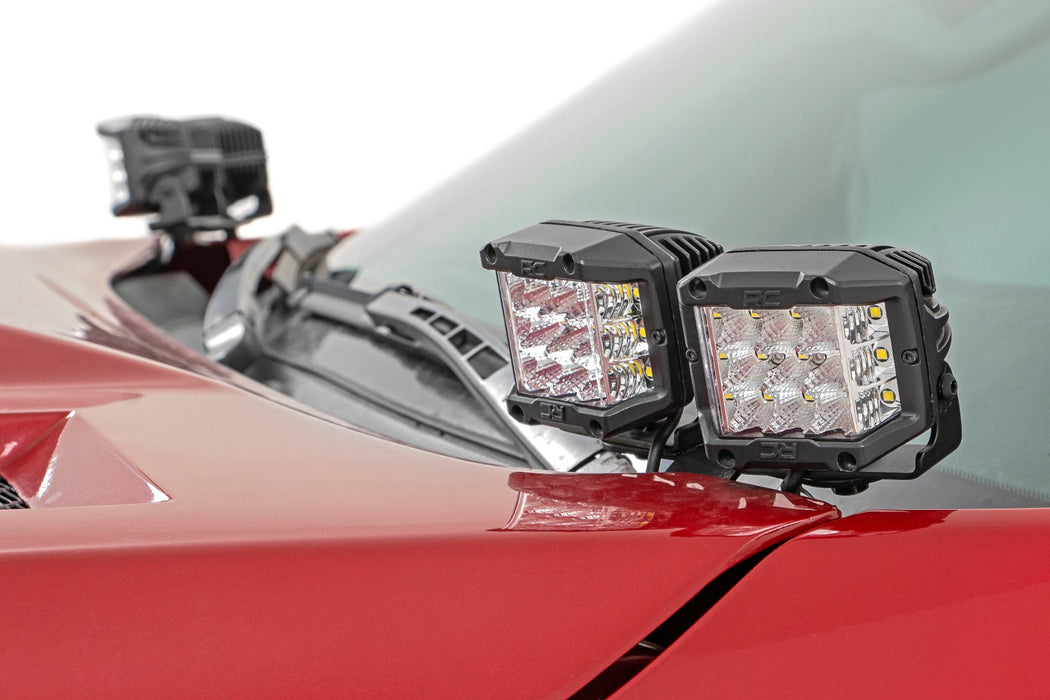 Rough Country 70866 Toyota 2-inch LED Lower Windshield Ditch Kit (14-20 Tundra Black Series Spot and Flood Pattern Combo) Rough Country - Truck Part Superstore