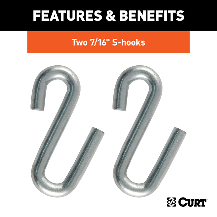 CURT 80031 48in. Safety Chain with 2 S-Hooks (5;000 lbs; Clear Zinc; Packaged) - Truck Part Superstore