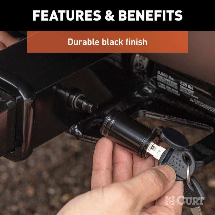 CURT 23518 CURT 23518 Black Trailer Hitch Lock; 5/8-Inch Pin Diameter; Fits 2-Inch Receiver - Truck Part Superstore