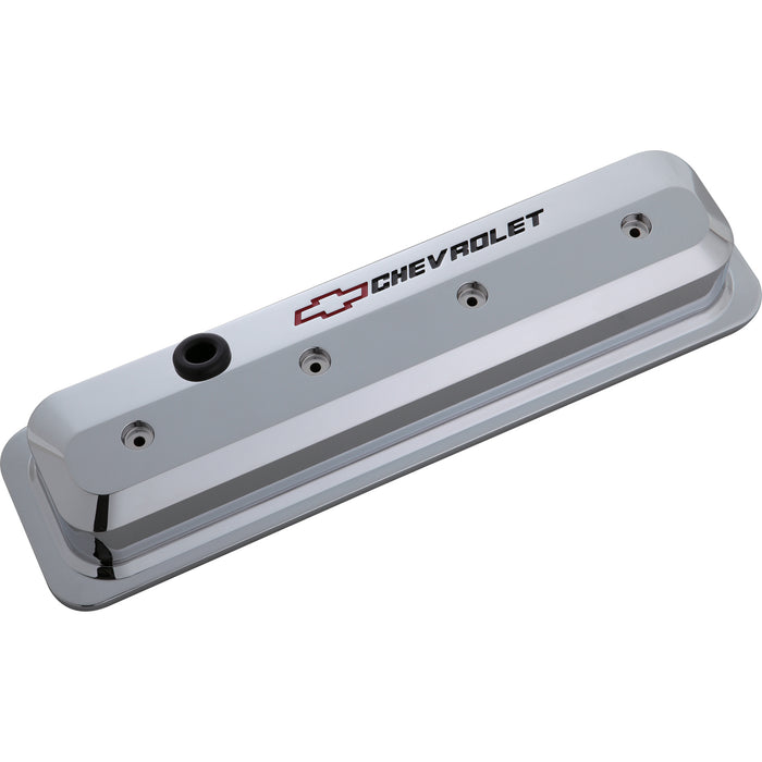 Proform 141-844 Valve Covers; SBC; 87-Pre LS; Ctr Bolt; Tall; Alum; Chrome; Recessed Emblems - Truck Part Superstore