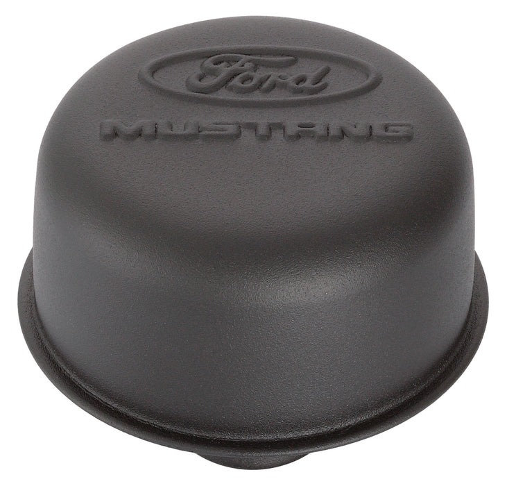 Proform 302-221 Engine Valve Cover Breather; 3 In Dia; Mustang Logo; Push-In Style;Black Crinkle - Truck Part Superstore