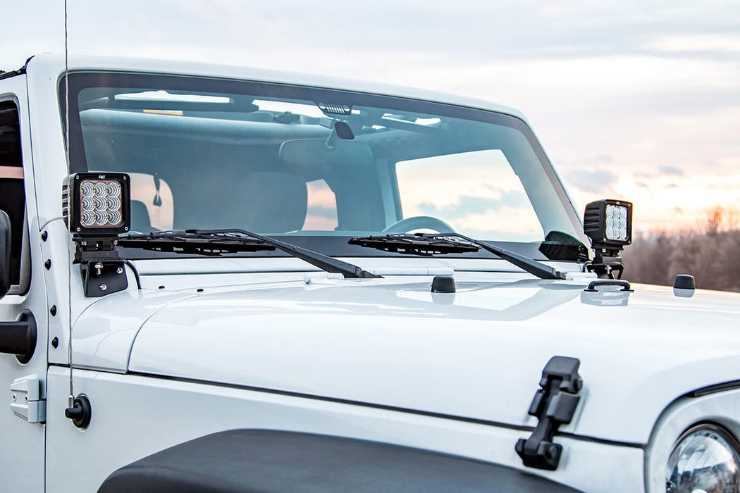 Rough Country 6004 Jeep Lower Windshield Light Mounts 07-18 Wrangler JK For Rough Country 70905 Rough Country - Truck Part Superstore
