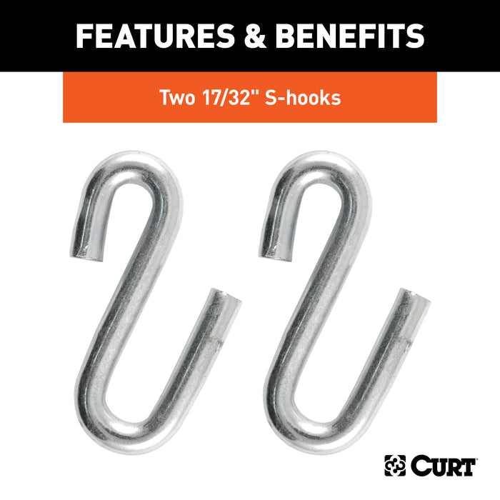 CURT 80301 48in. Safety Chain with 2 S-Hooks (7;000 lbs; Clear Zinc) - Truck Part Superstore