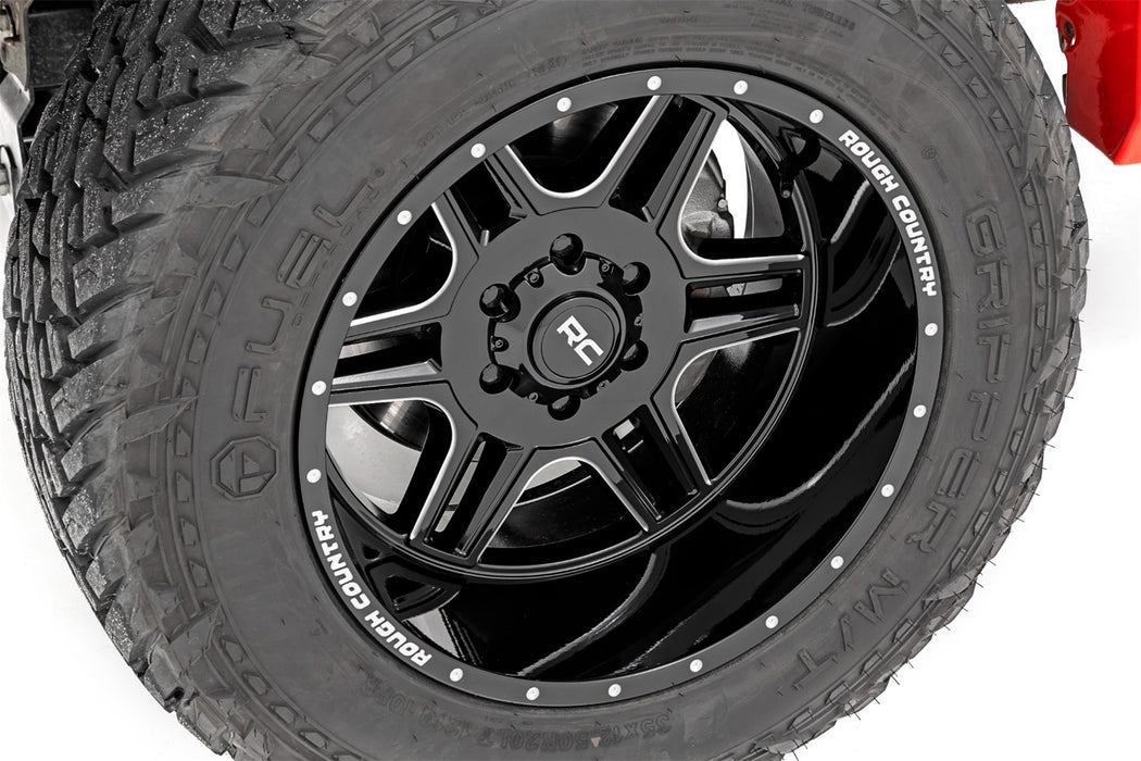 Rough Country 92221206 92 Series Wheel Machined One-Piece Gloss Black 22x12 8x180 -44mm Rough Country - Truck Part Superstore