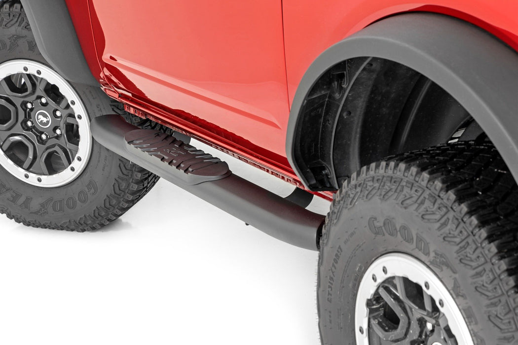 Rough Country 21012 Oval Nerf Steps 2-Door Black Ford Bronco (2 Door) 4WD (21-23) Rough Country - Truck Part Superstore