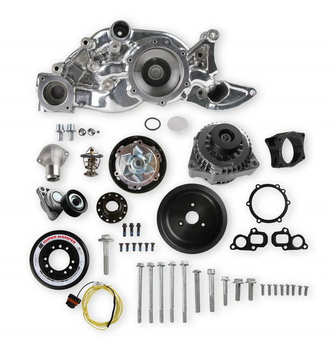 Holley 20-202P Mid-Mount Accessory Drive System Kit; Incl. Water Pump/Alternator; Polished; - Truck Part Superstore