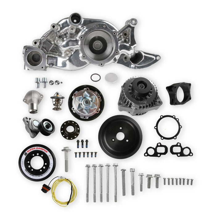 Holley 20-202P Mid-Mount Accessory Drive System Kit; Incl. Water Pump/Alternator; Polished; - Truck Part Superstore