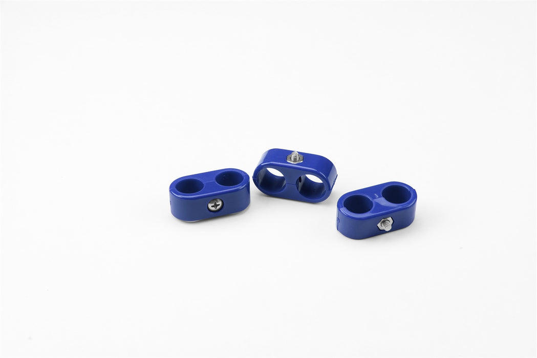 Lokar 20-622-12 Double Place T Clamp; 5/8 in.-5/8 in; 6AN; 3 Pieces; Blue; - Truck Part Superstore