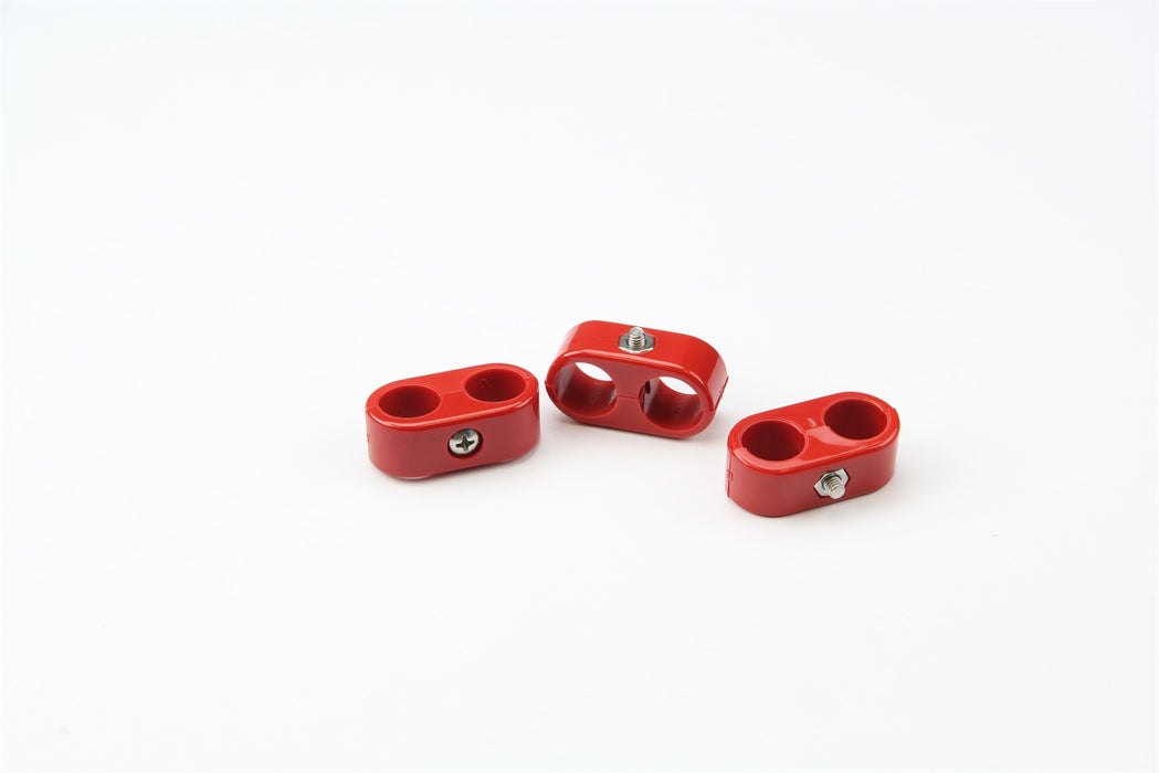 Lokar 20-622-13 Double Place T Clamp; 5/8 in.-5/8 in; 6AN; 3 Pieces; Red; - Truck Part Superstore