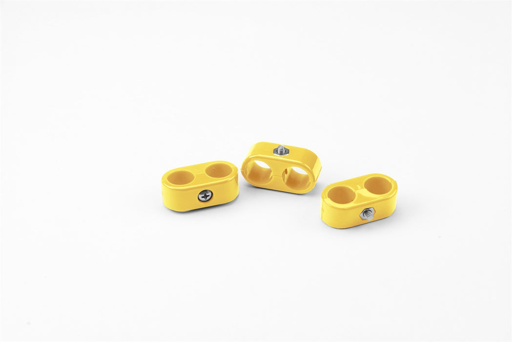 Lokar 20-622-15 Double Place T Clamp; 5/8 in.-5/8 in; 6AN; 3 Pieces; Yellow; - Truck Part Superstore