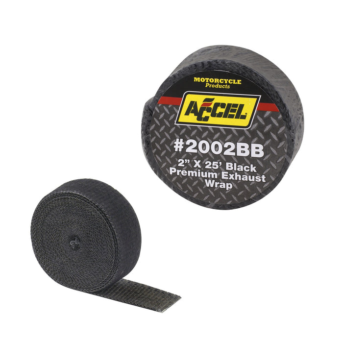 ACCEL 2002BB Exhaust Wrap; Motorcycle; 2 in. x 25 ft.; Black; Bulk; - Truck Part Superstore